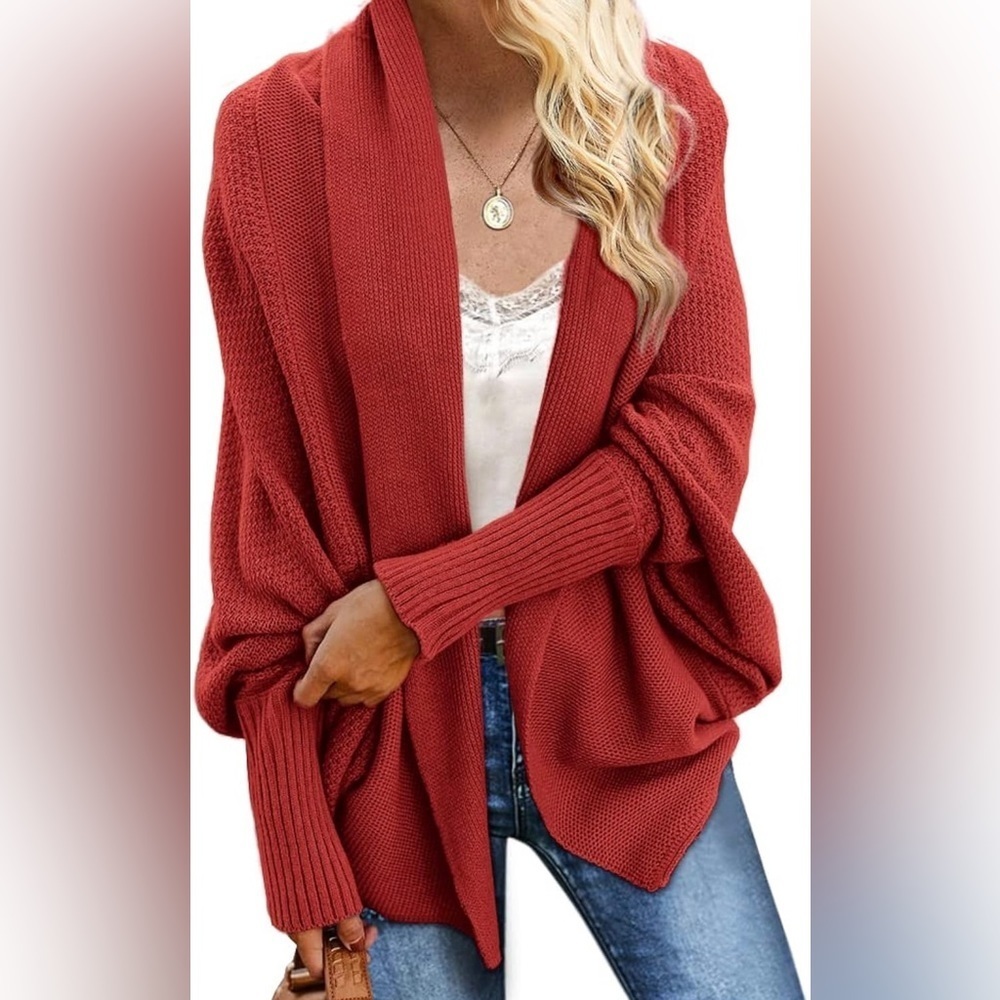 Imily Bela Women's Batwing Cable Knitted Slouchy Oversized Wrap Cardigan Sweater